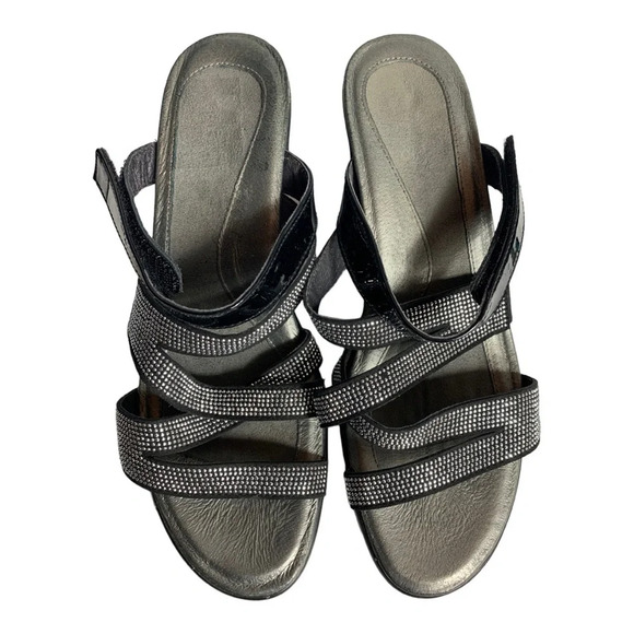 Naot Formal Black Patent Rhinestone Crisscross Heels Sandal EUR 40 US 9-9.5 - Picture 6 of 16